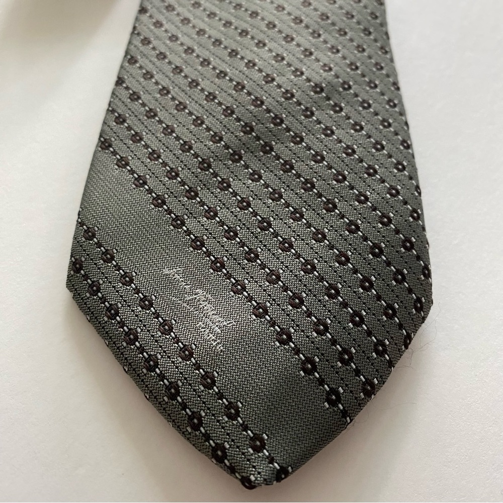 Louis Feraud Paris Green/Gray and Brown Patterned Tie